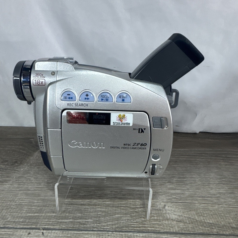Canon ZR60 Camcorder - Silver  - Parts Only- As Is- Turns On, Tape Doesn't Work